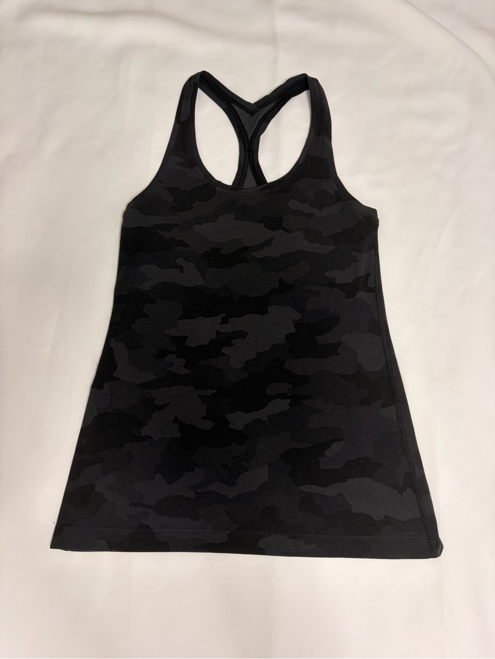 Lululemon Women's Black Gray Camouflage Racerback Athletic Tank Top Stretch Sz 7